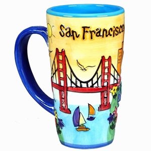 San Francisco Puff Hand Painted Yellow Java Mug