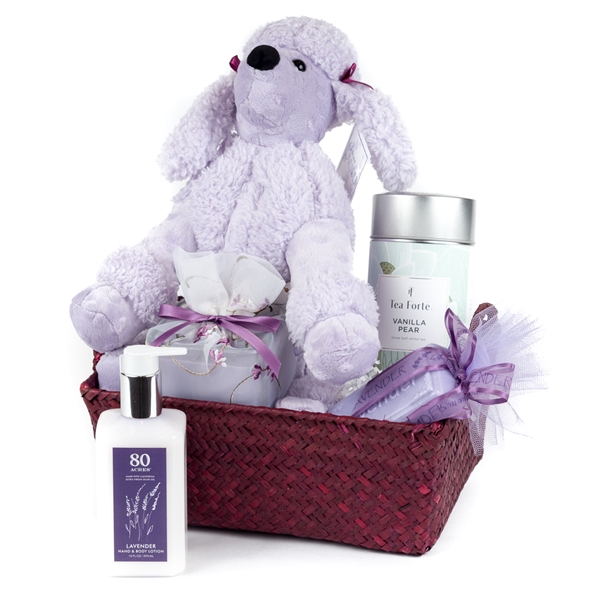 Lavender-Stuffed Animals Gift Basket