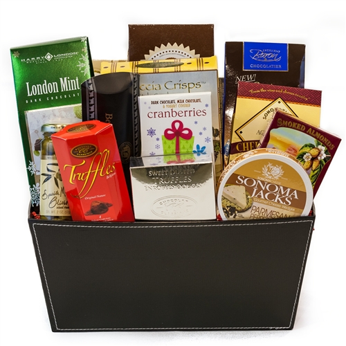 Black Stitched Holiday Gift Basket