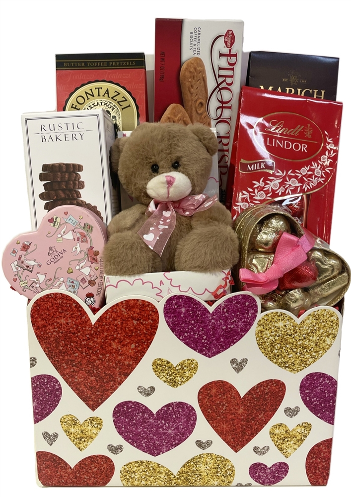Valentine Teddy Bear Basket