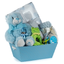 A Special Delivery New Baby Gift Basket – Blue –