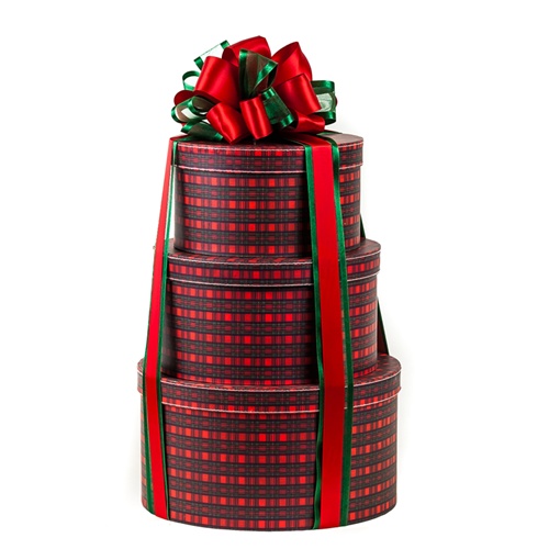Three Tier Classic Tartan Plaid Gift Tower